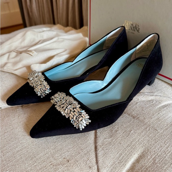 Frances Valentine Black Heels with Silver Embellishments - Picture 2 of 8